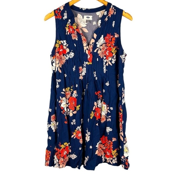 Old Navy Blue and Red Sleeveless Floral Sheath Mini Dress Women's Size M - Picture 1 of 7